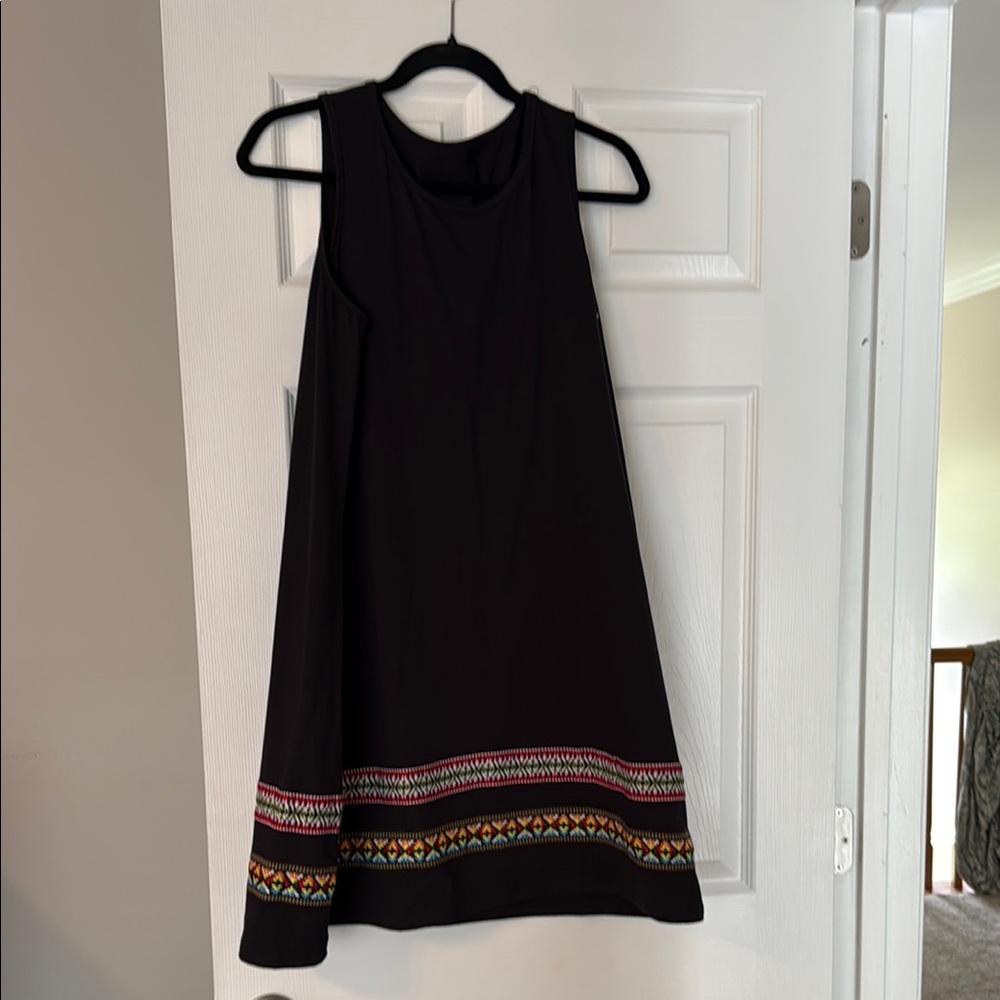 Black Sleeveless Dress with Colorful Trim